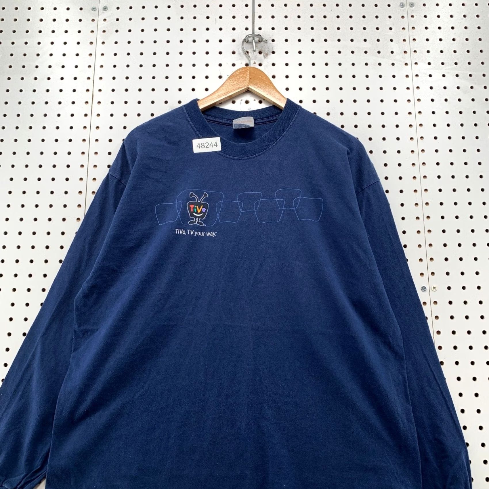 Hanes Vintage Hanes T-Shirt Mens XL Blue Long Sleeve 90s Punk Cyber Tivo Your Way Mall Size US XL / EU 56 / 4 - 4 Thumbnail