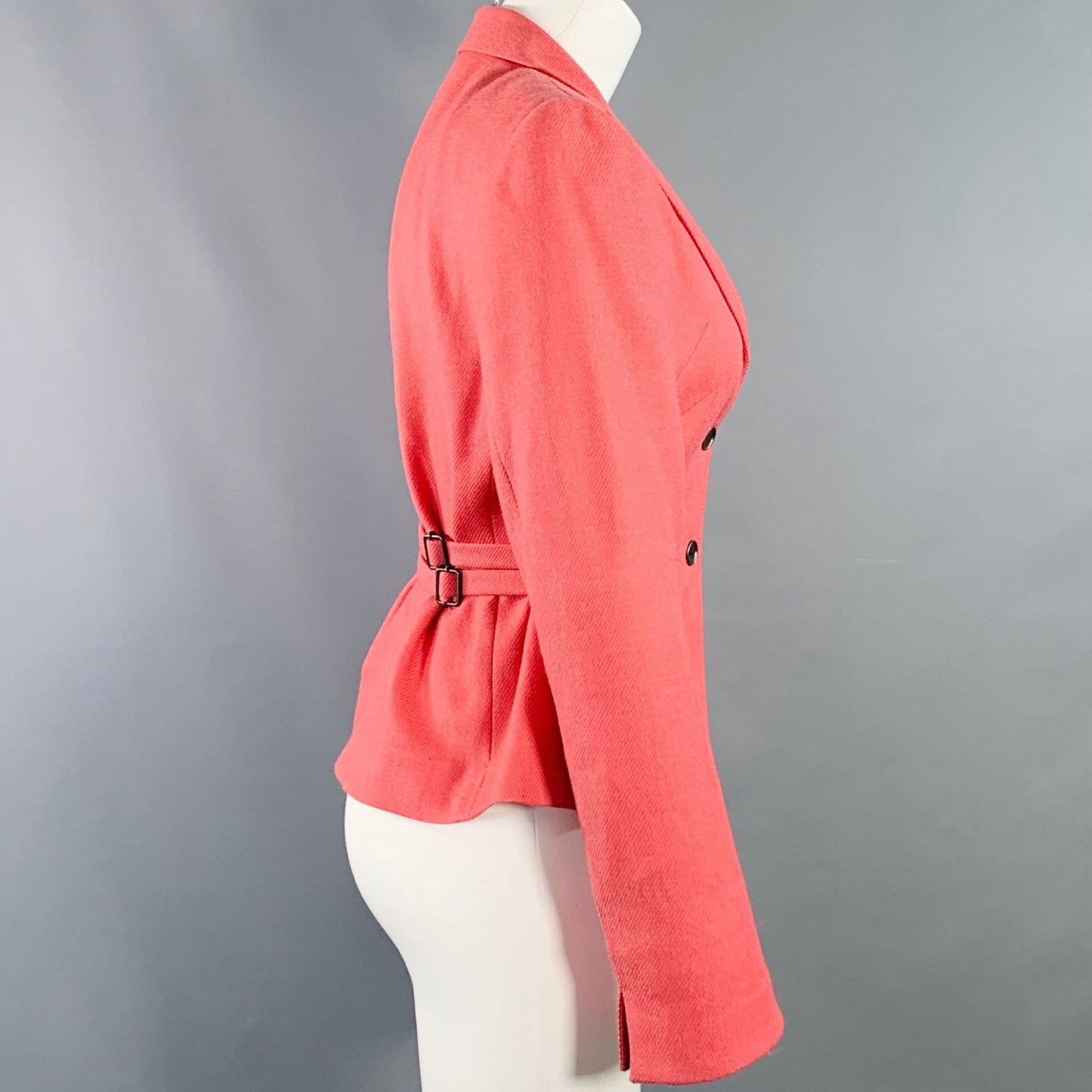 Akris AKRIS PUNTO Pink Wool Cashmere Twill Cinched Jacket Blazer Size M / US 6-8 / IT 42-44 - 3 Thumbnail