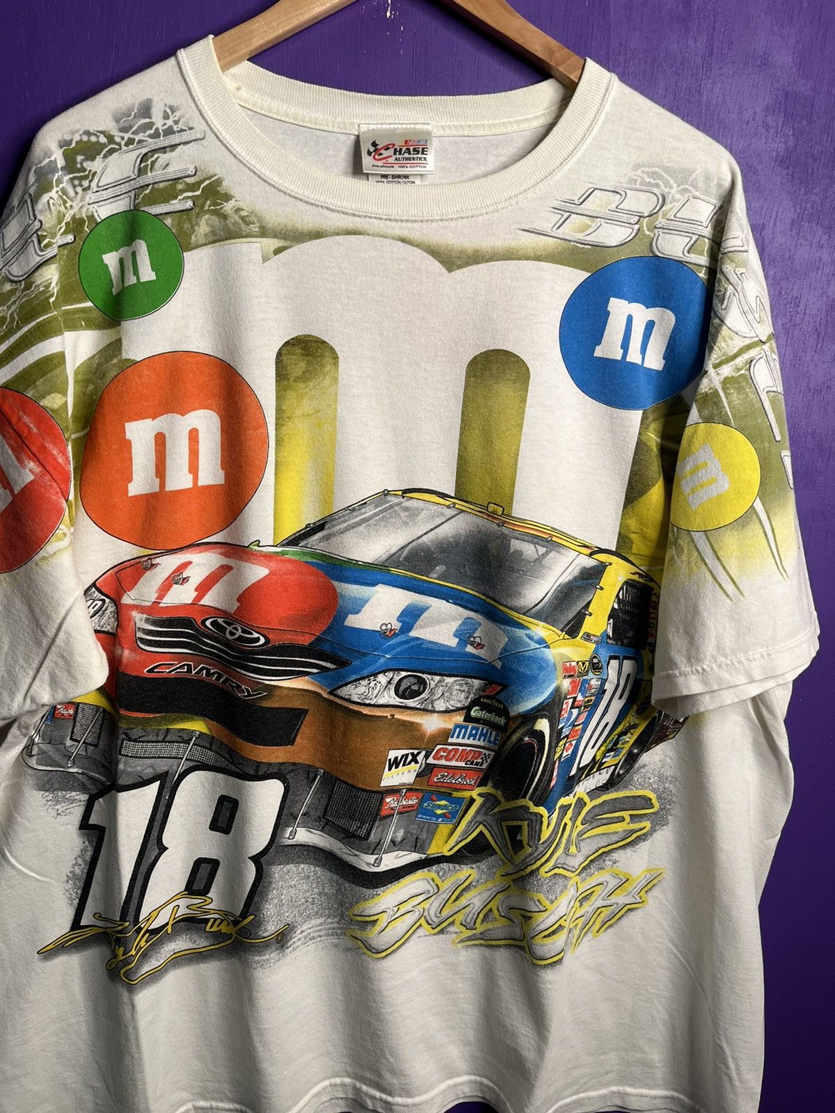 NASCAR × Vintage Vintage 90s NASCAR Kyle Busch M&Ms AOP t-shirt Size US XXL / EU 58 / 5 - 3 Thumbnail