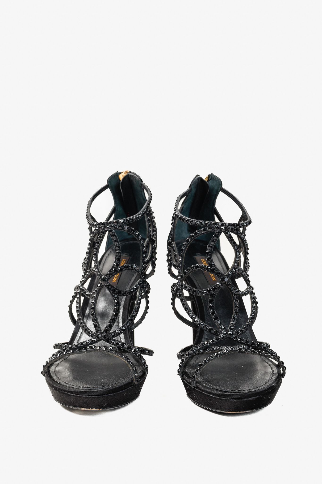 Louis Vuitton Louis Vuitton Tisha Crystal Studded Satin Platform Sandal Size US 6 / IT 36 - 2 Thumbnail