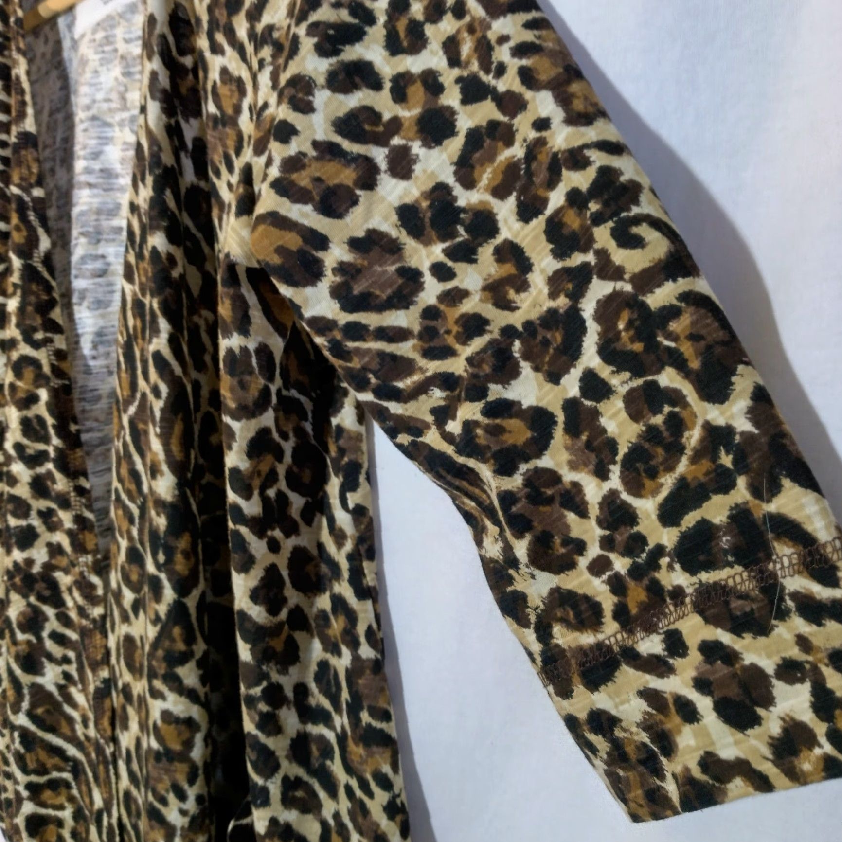 Vintage VINTAGE Onque Casuals Women's Knit Cardigan Large Animal Print Cheetah Leopard Open Front Brown Size L / US 10 / IT 46 - 7 Thumbnail