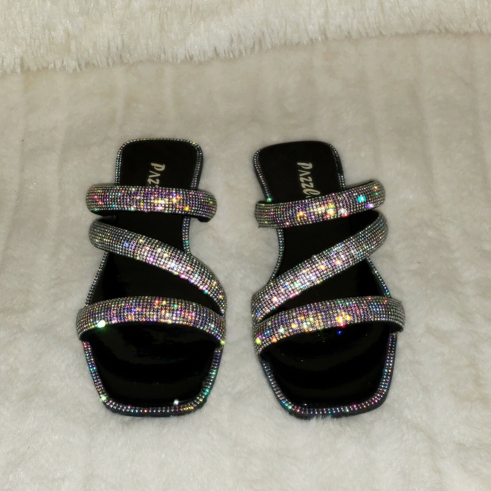 Other Sparkle Triple Padded Strap Slip On Iridescent Rhinestone Sa Size US 10 / IT 40 - 3 Thumbnail