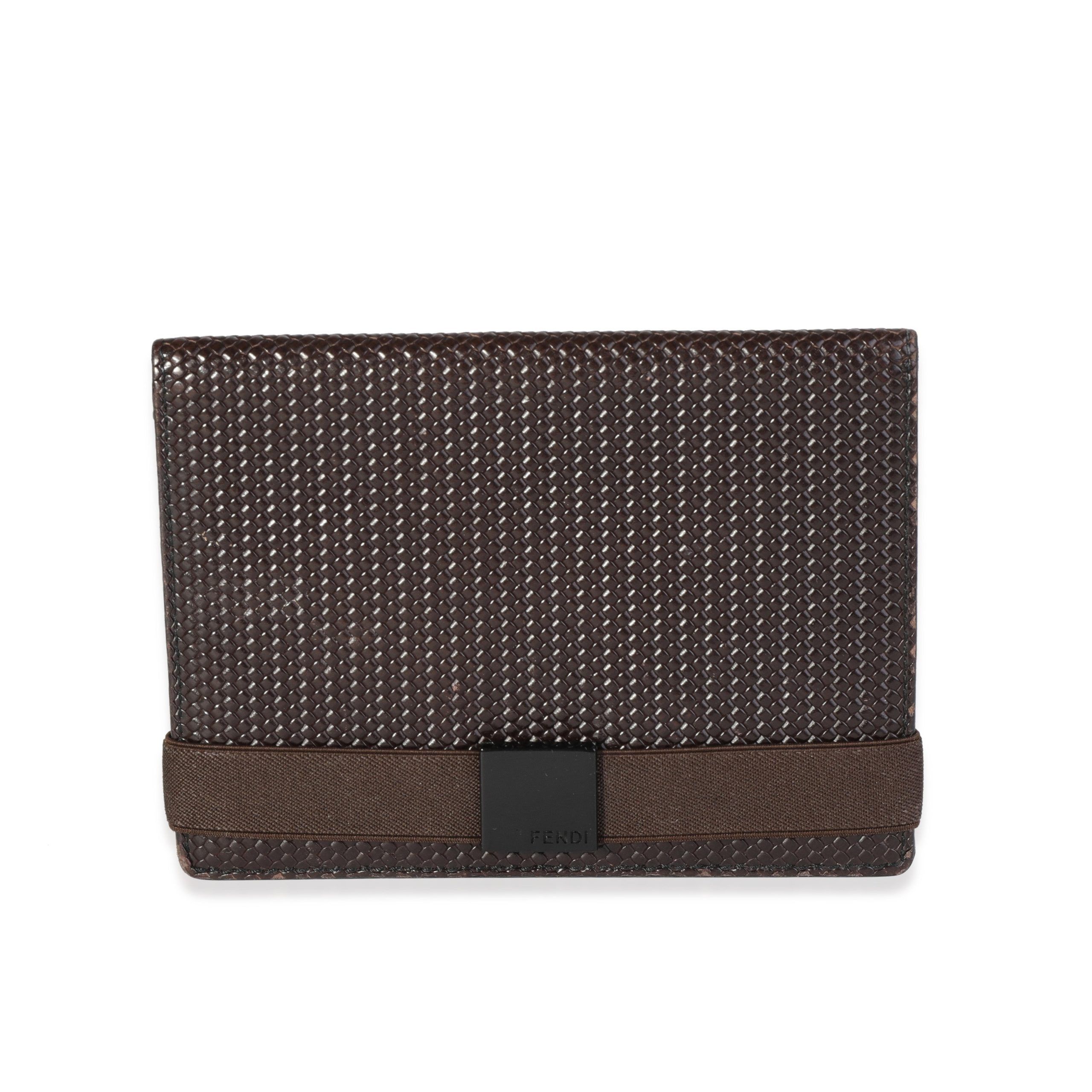 Fendi Fendi Vintage Brown Woven Leather Passport Holder Size ONE SIZE - 1 Thumbnail