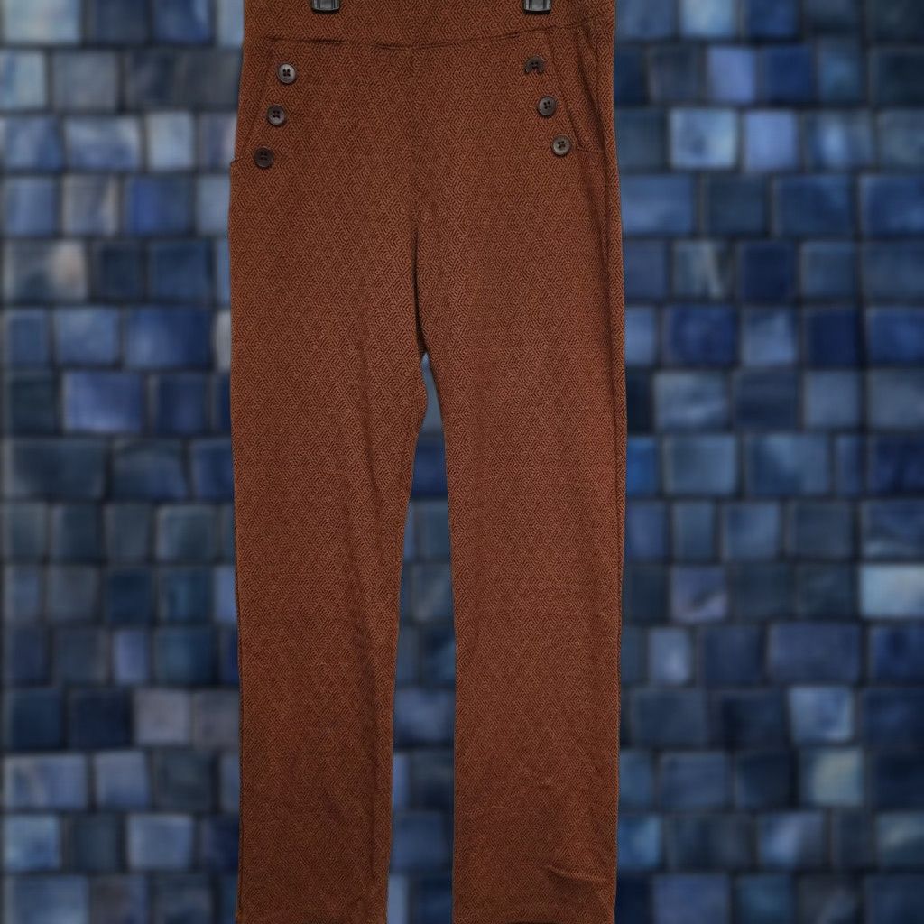 Rusty Betabrand Pants Womens PM Multicolor Dress Pants Straight Leg Pull On Side Buttons Modern Classic Fit Petite Womens - Pants Size 32" / US 10 / IT 46 - 1 Thumbnail