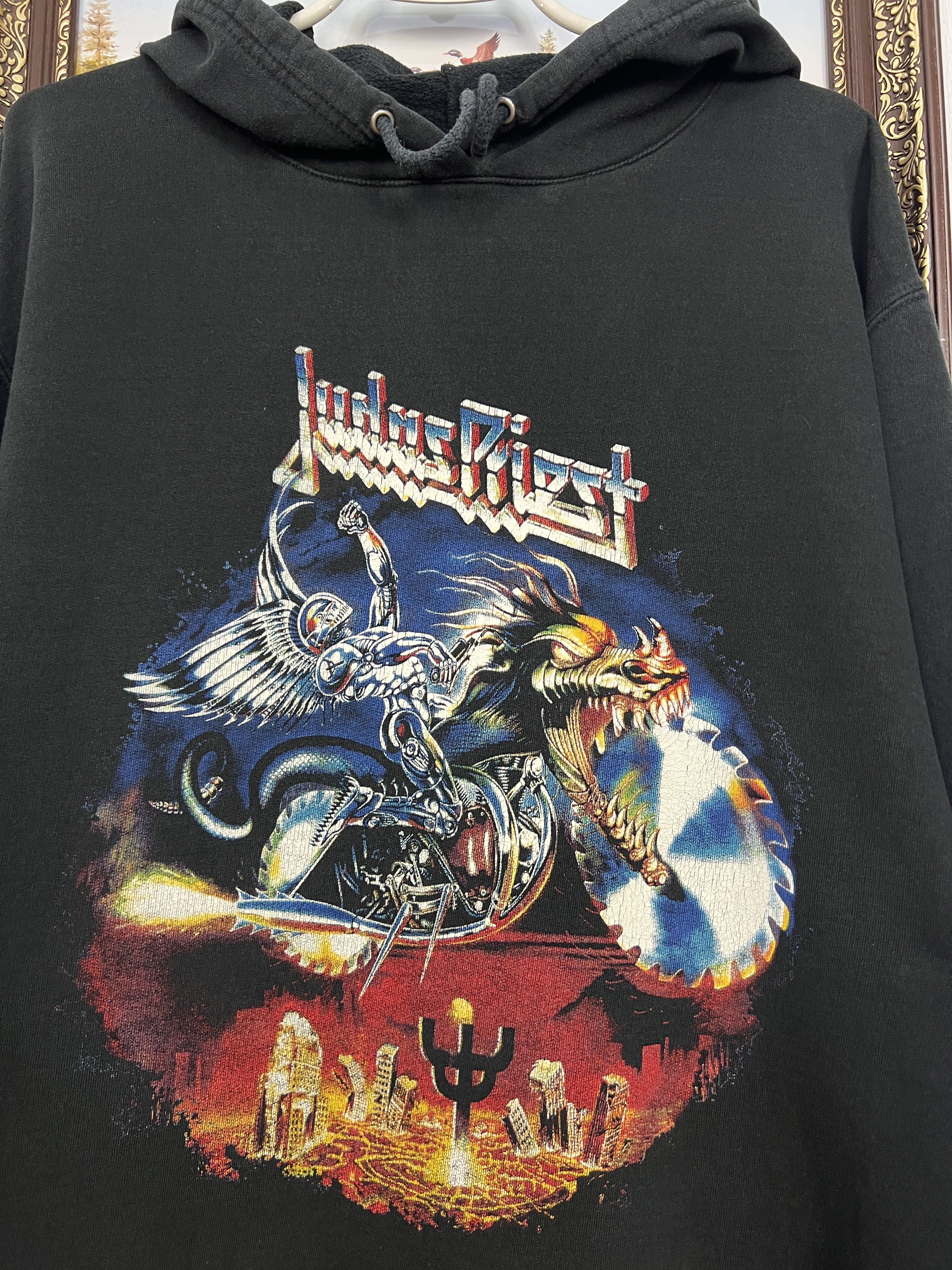 Vintage Vintage Judas Priest Over Print Band Black Hoodie Jacket Size US L / EU 52-54 / 3 - 3 Thumbnail