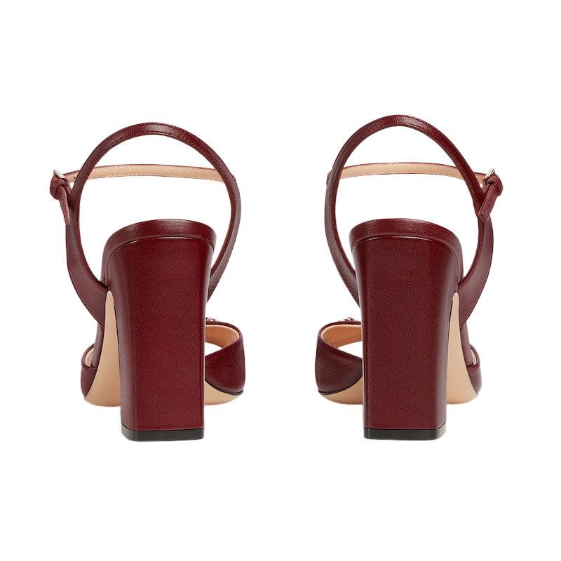 GUCCI Horsebit $920 Rosso Ancora Red Leather 75mm Sandals Ne