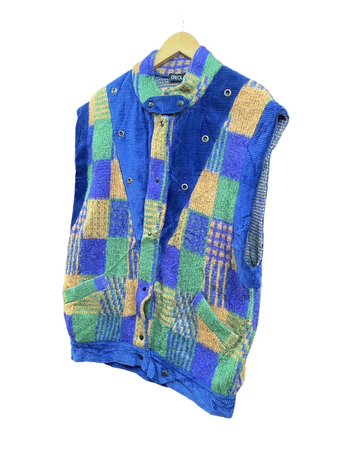 Designer × Vintage Vintage Creola Vests like Patchwork Wool Size US M / EU 48-50 / 2 - 2 Thumbnail