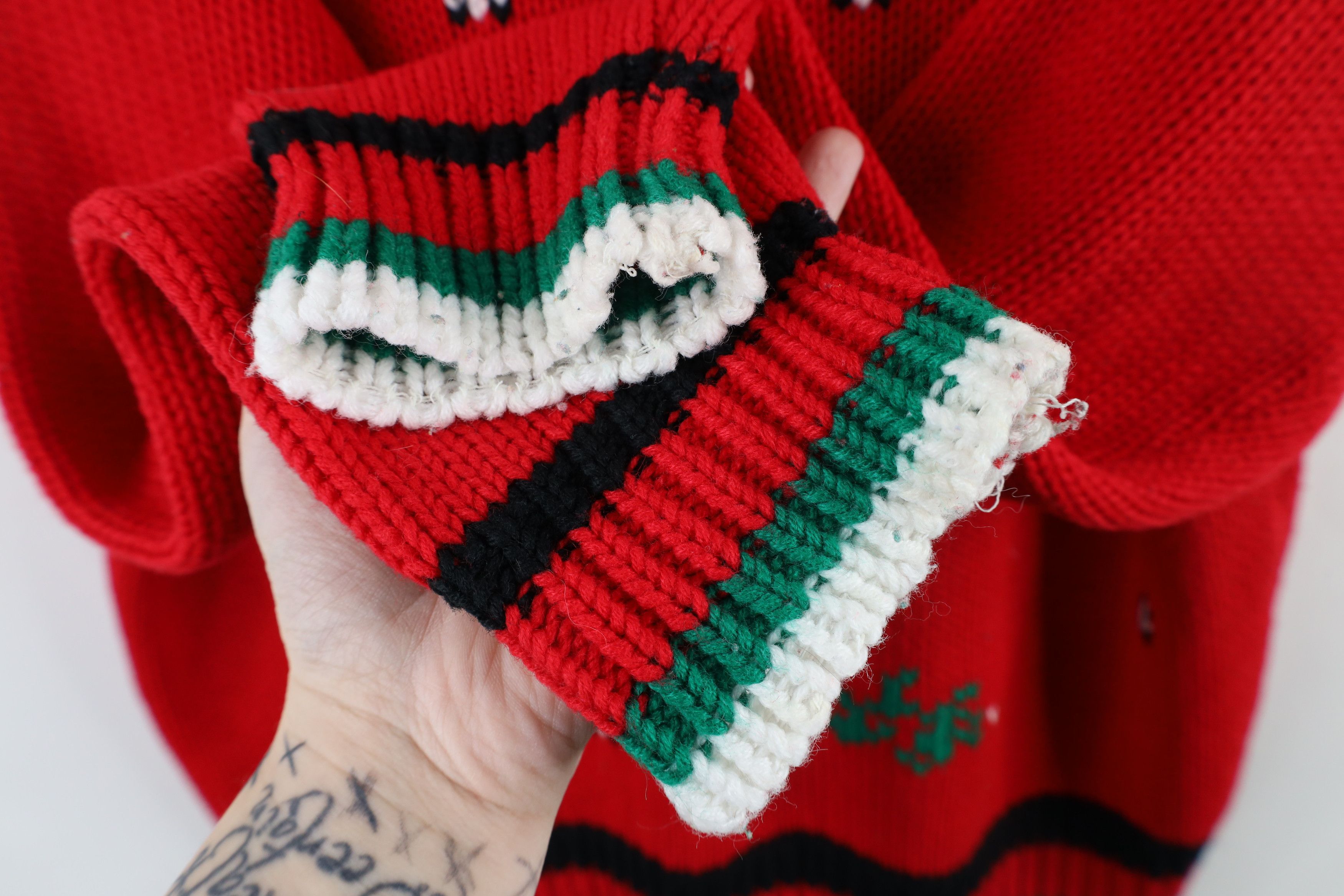 Vintage Vintage 90s Streetwear Panda Bear Knit Crewneck Sweater Red Size 3XL / US 20-22 - 7 Thumbnail