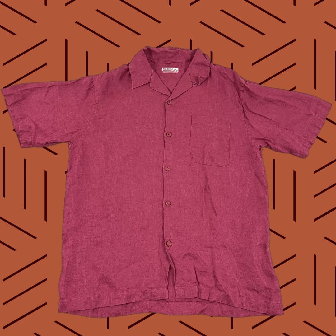 Maharishi Maharishi Button-Up Shirt Mens XL Red Hemp Short Sleeve Collared Classic Casual Workwear Size US XL / EU 56 / 4 - 1 Thumbnail