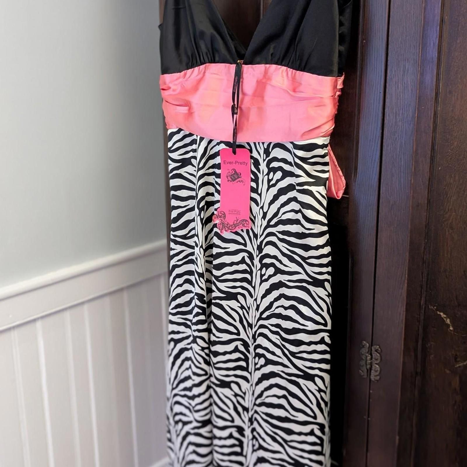 Designer Y2K Ever Pretty Iconic Pink and Zebra Maxi Dress Size L / US 10 / IT 46 - 5 Thumbnail