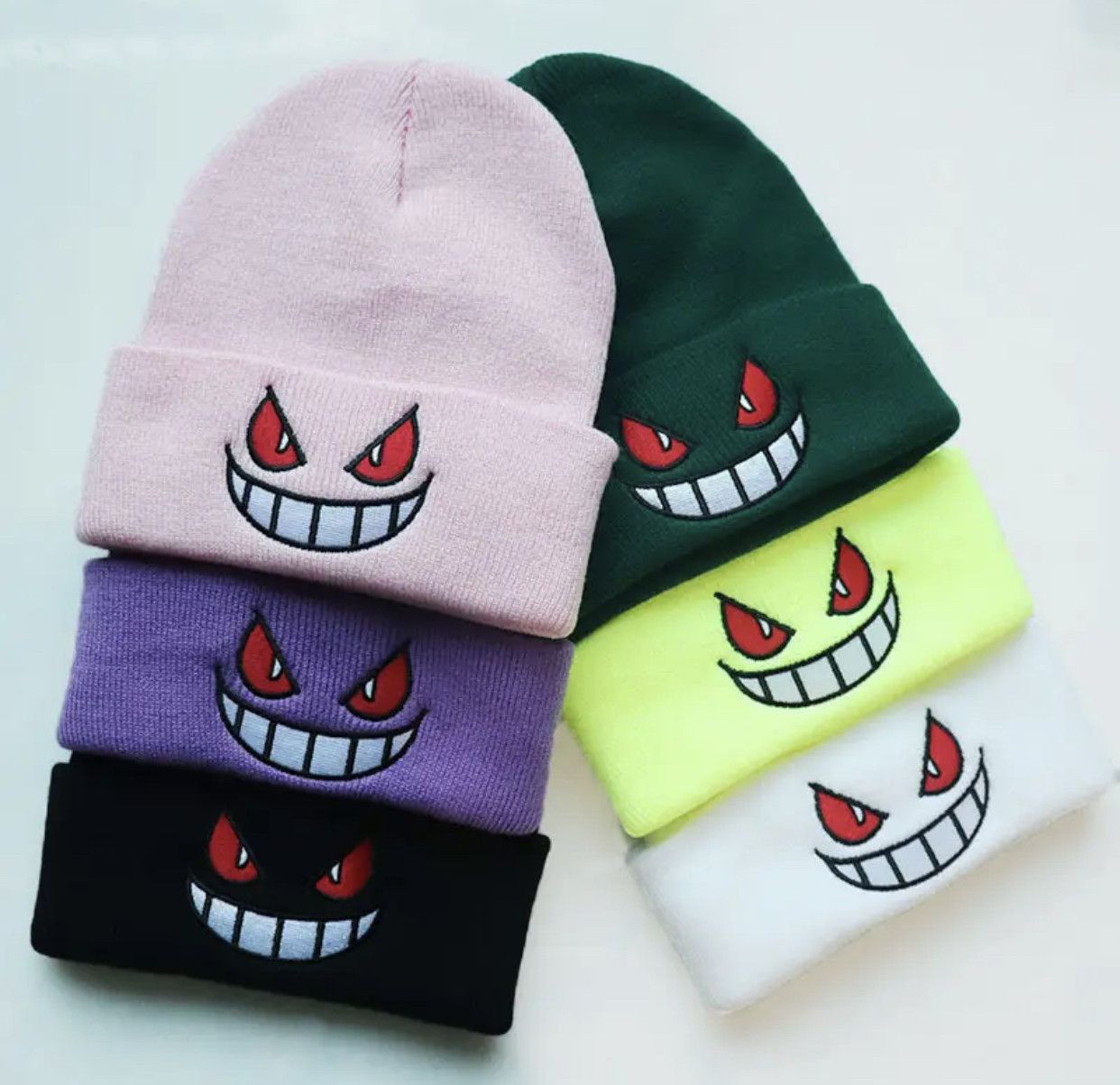 Pokemon Gengar Beanie colorful Anime Cap Pokemon Evolve Winter Hat Size ONE SIZE - 1 Thumbnail