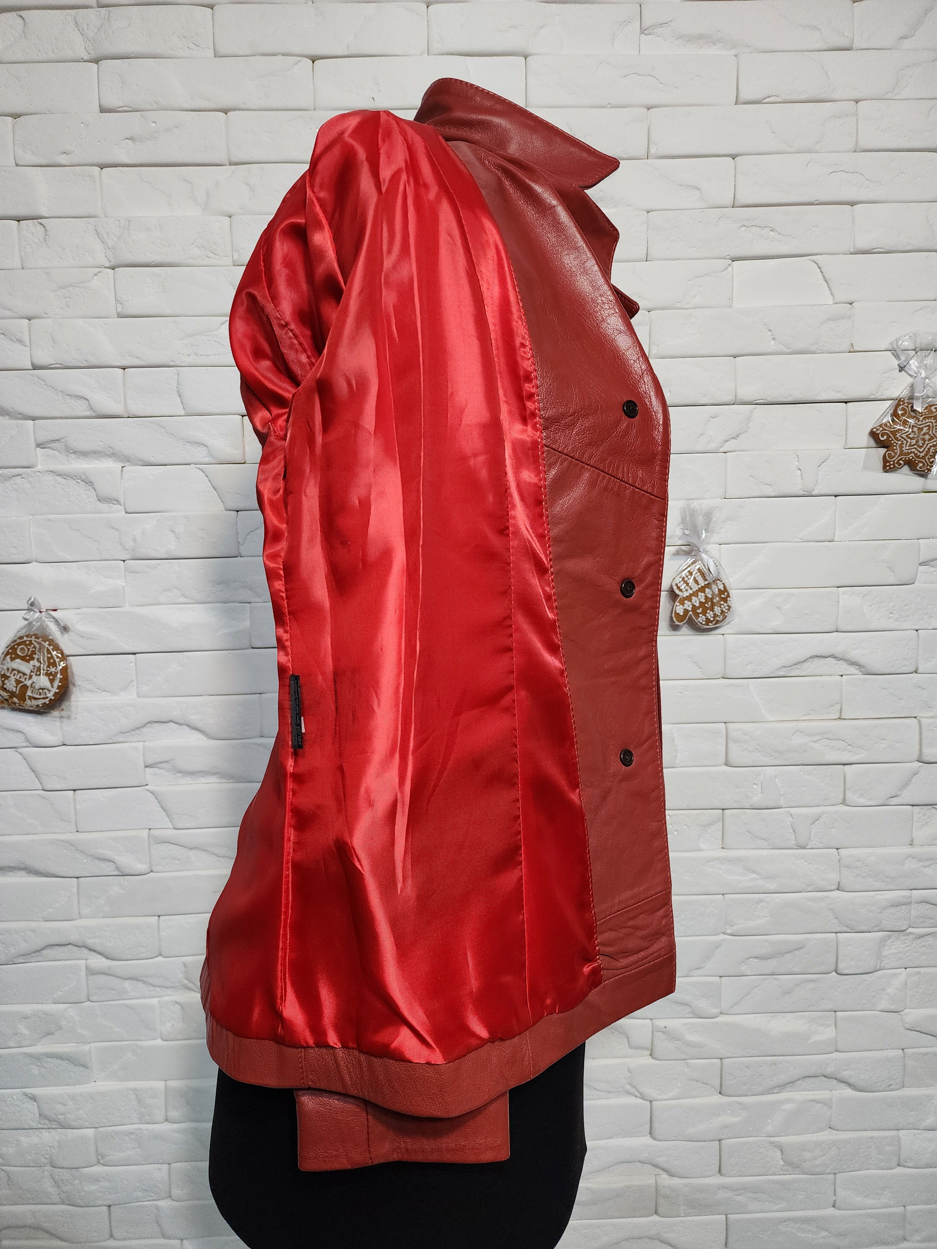 Genuine Leather Red Genuine Leather Women's Jacket: Button Front, Size M / US 6-8 / IT 42-44 - 8 Thumbnail