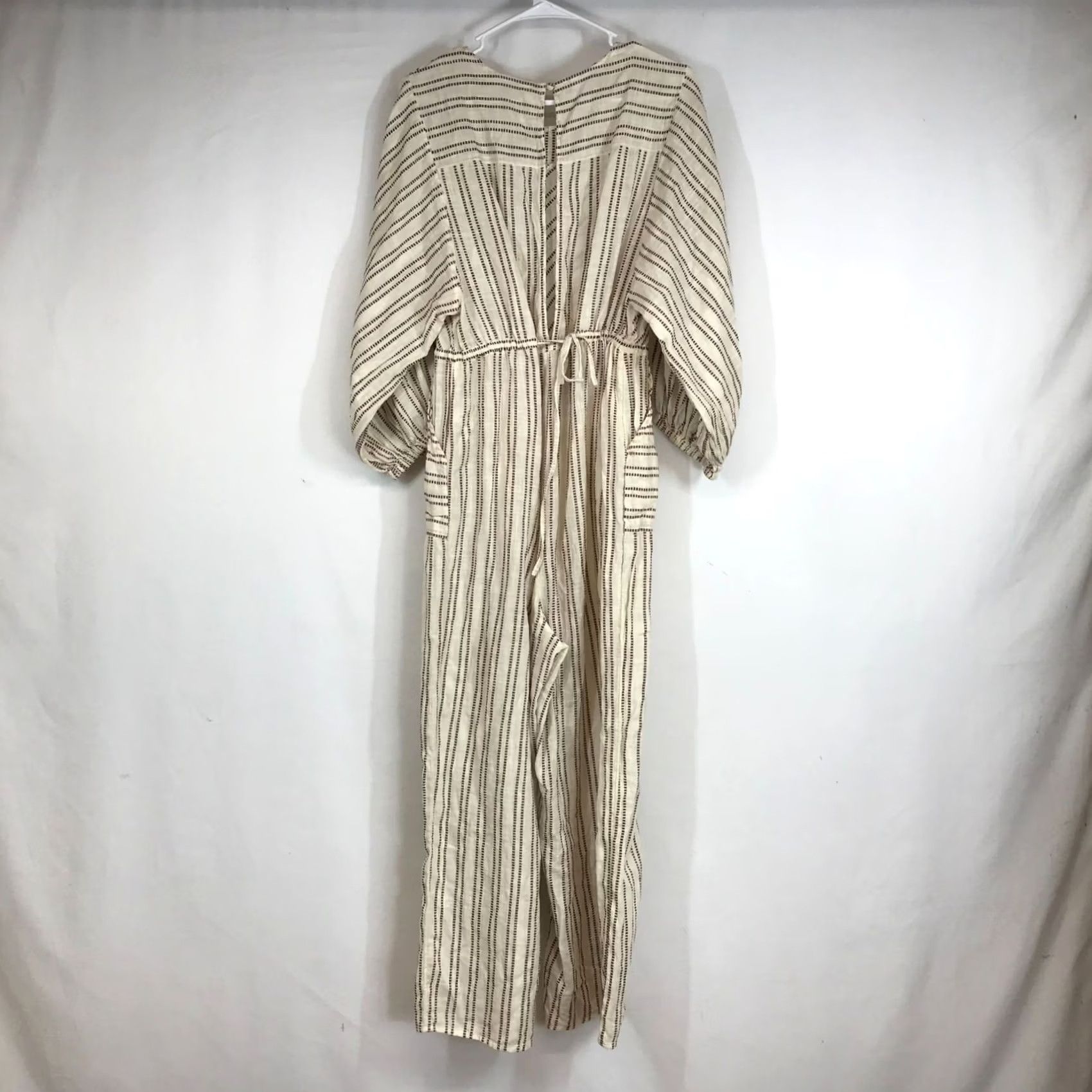 Free People Free People JUMPSUIT Womens M CREAM Round Neck Long Sleeve Open Back Cotton Casual Size 32" / US 10 / IT 46 - 4 Thumbnail