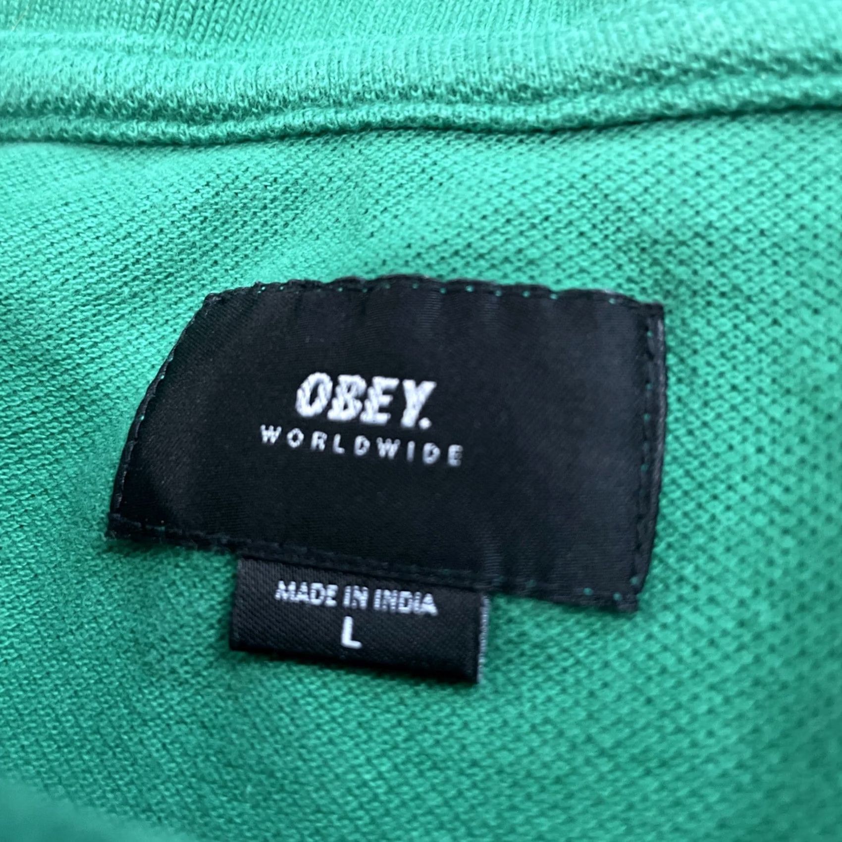 Obey OBEY Polo Shirt Men L Green Blue Colorblock Y2k Streetwear Knit Polo Shirt Colorblock Logo Short Sleeve Casual Golf 90s Preppy Size US L / EU 52-54 / 3 - 7 Thumbnail