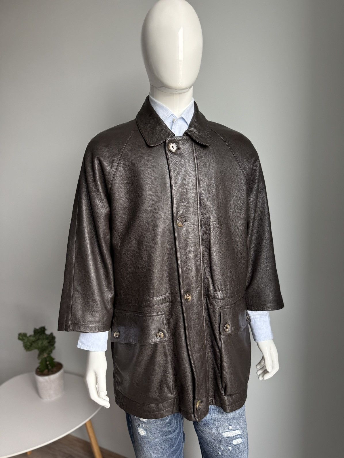 Loro Piana Loro Piana Brown Deer Leather Cashmere Lined Coat 3/4 sleeve Size US L / EU 52-54 / 3 - 4 Thumbnail