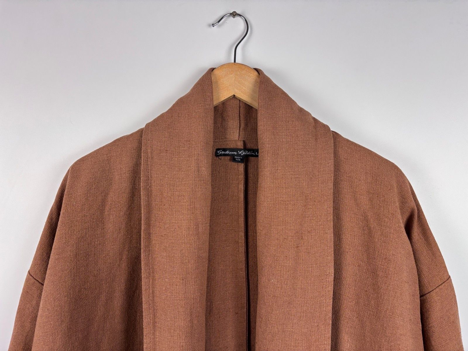 Gudrun Sjoden Gudrun Sjoden Open Long Cardigan Linen Cotton Brown L/XL Size L / US 10 / IT 46 - 2 Thumbnail