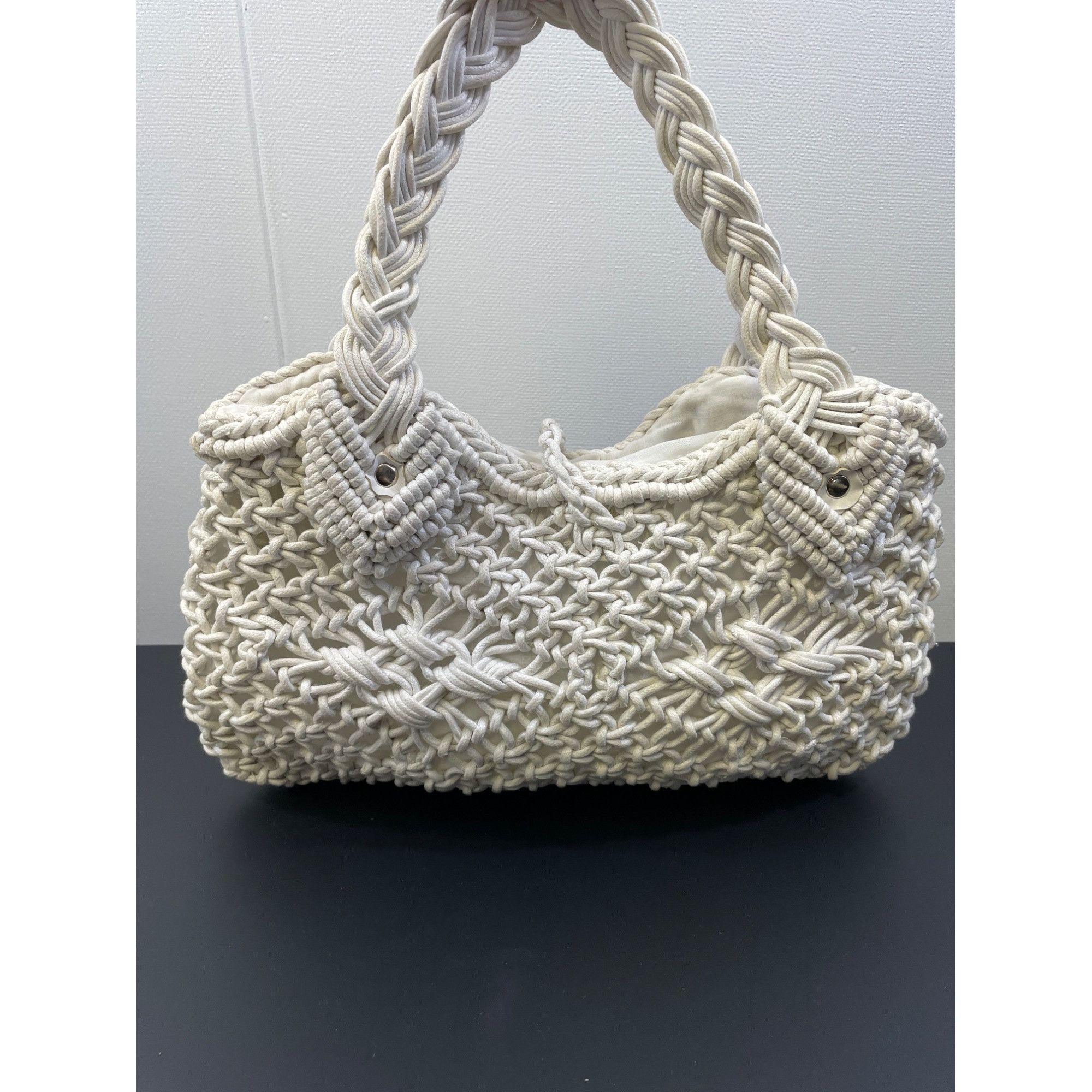 Other Women's Handmade Macrame/Crochet White Hand bag SKU 4278 Size ONE SIZE - 2 Thumbnail