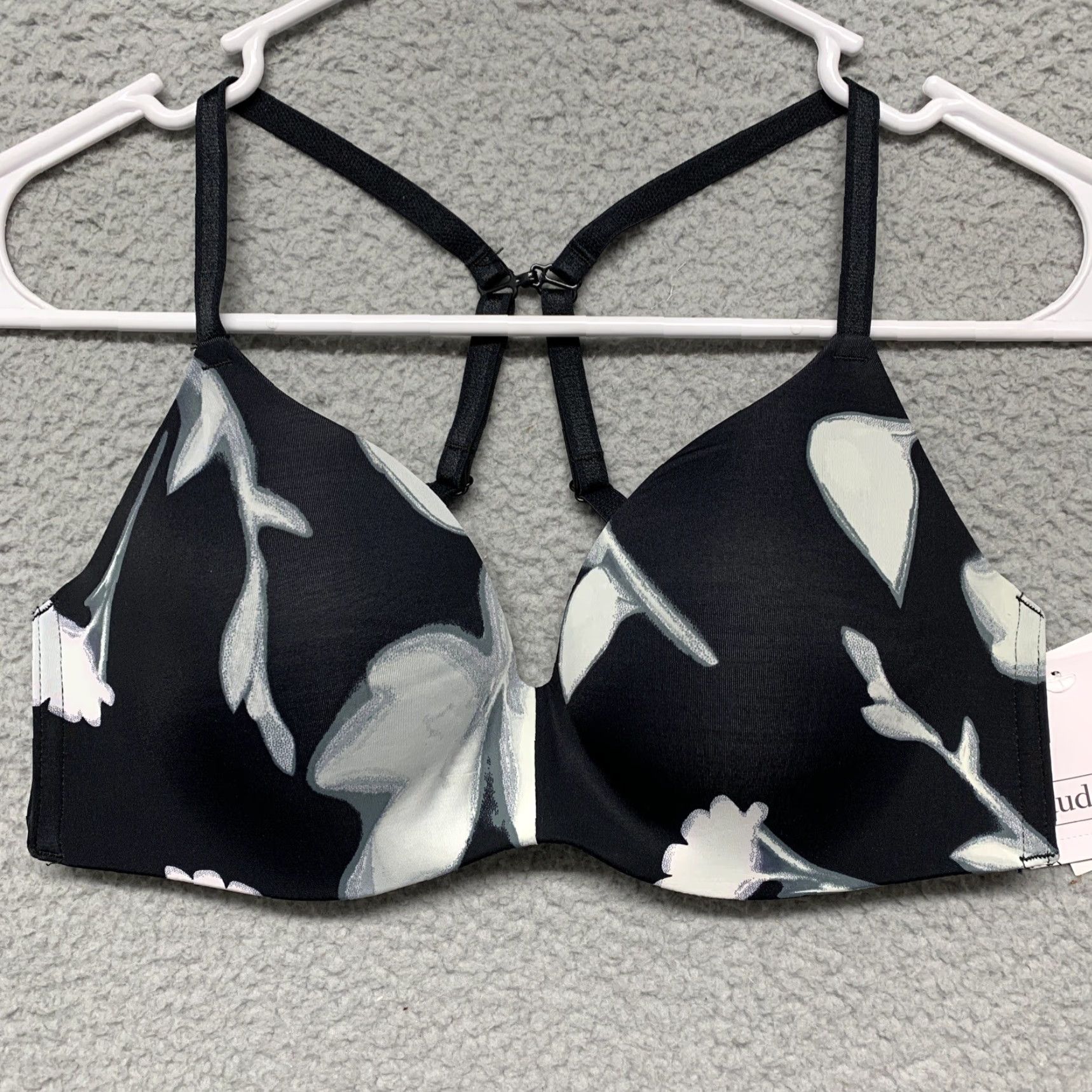 Vintage Auden Bra 32C Black Green Floral Lined Soft Wirefree Adjustable Straps NWT Size ONE SIZE - 5 Thumbnail