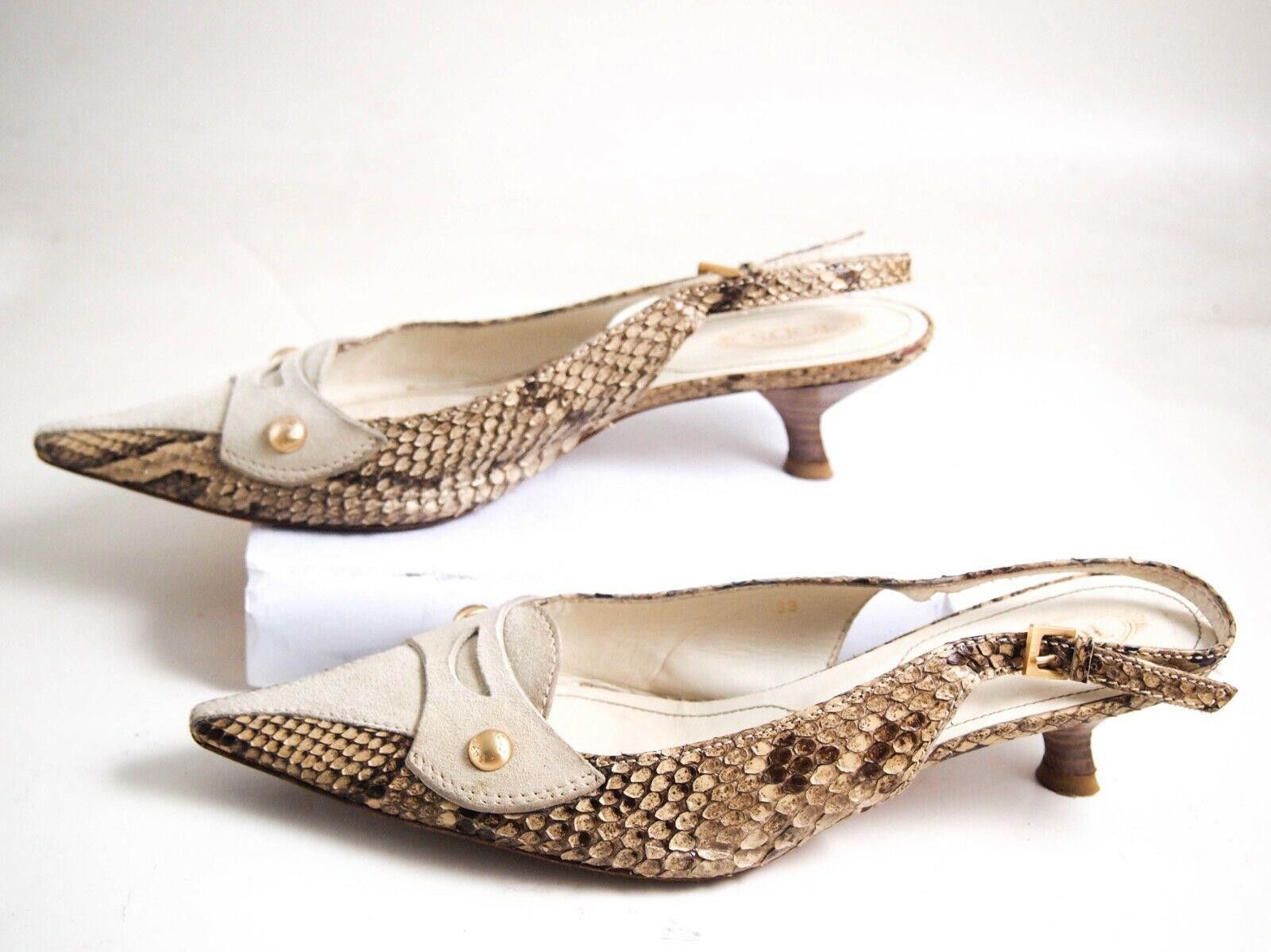 Tod's Tod's Slingback Sandals Beige Suede Python Womens US 9 EU 39 Size US 9 / IT 39 - 4 Thumbnail