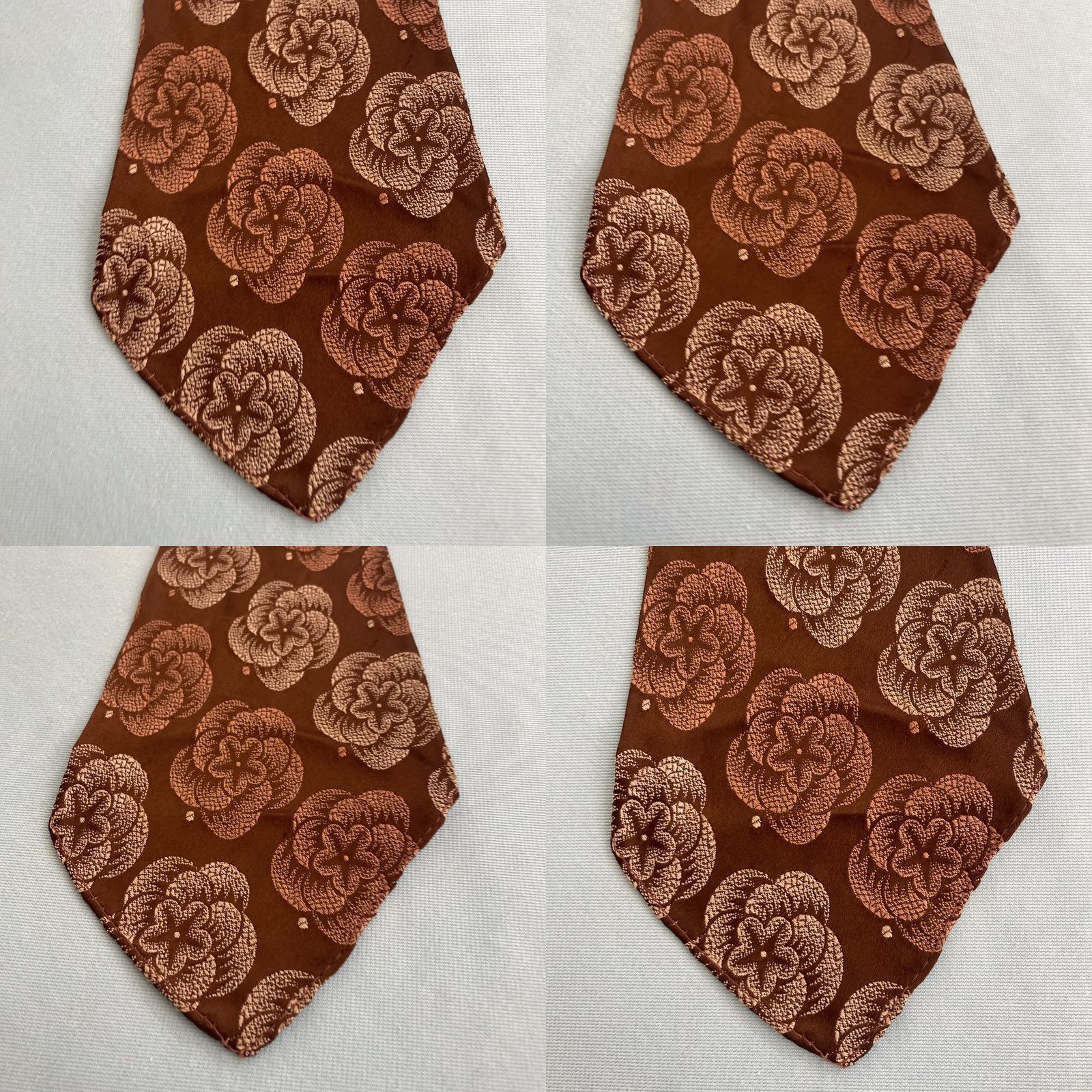 Arrow VINTAGE Arrow Tie Brown Silk Woven Floral MCM Wide Kipper Rockabilly 40s Vtg 4.5x51 Size ONE SIZE - 9 Thumbnail