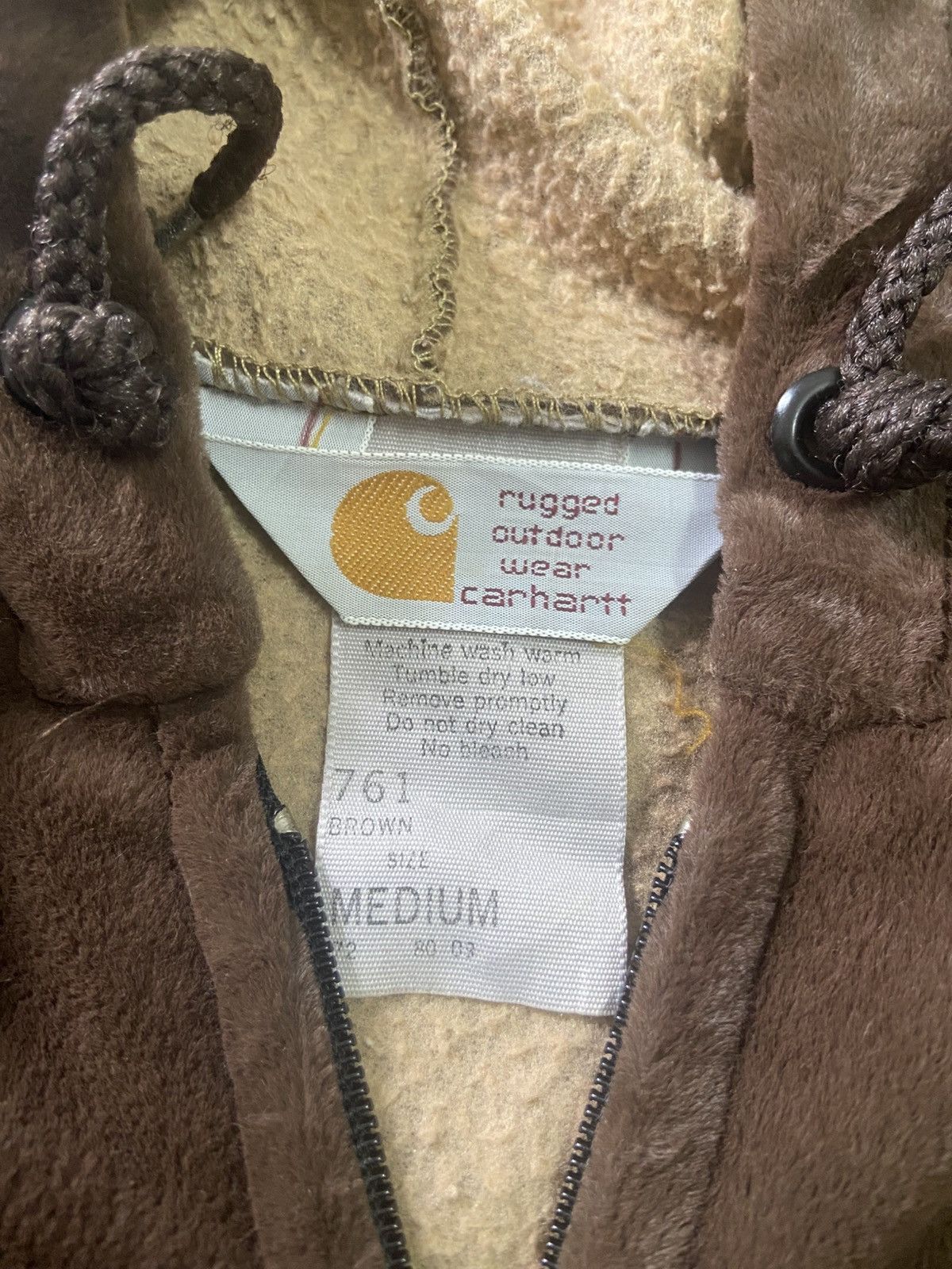 Carhartt Vintage 90s Carhartt Fleece Faux Fur Zip Up Hoodie jacket Size US M / EU 48-50 / 2 - 10 Thumbnail