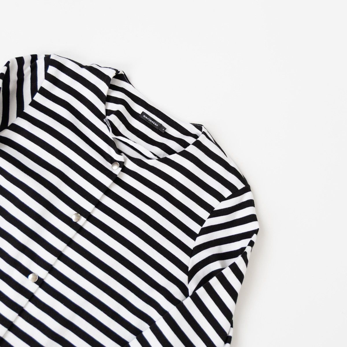 Marimekko Marimekko Black White Striped Dress Snap Front 3/4 Sleeve Size S / US 4 / IT 40 - 4 Thumbnail