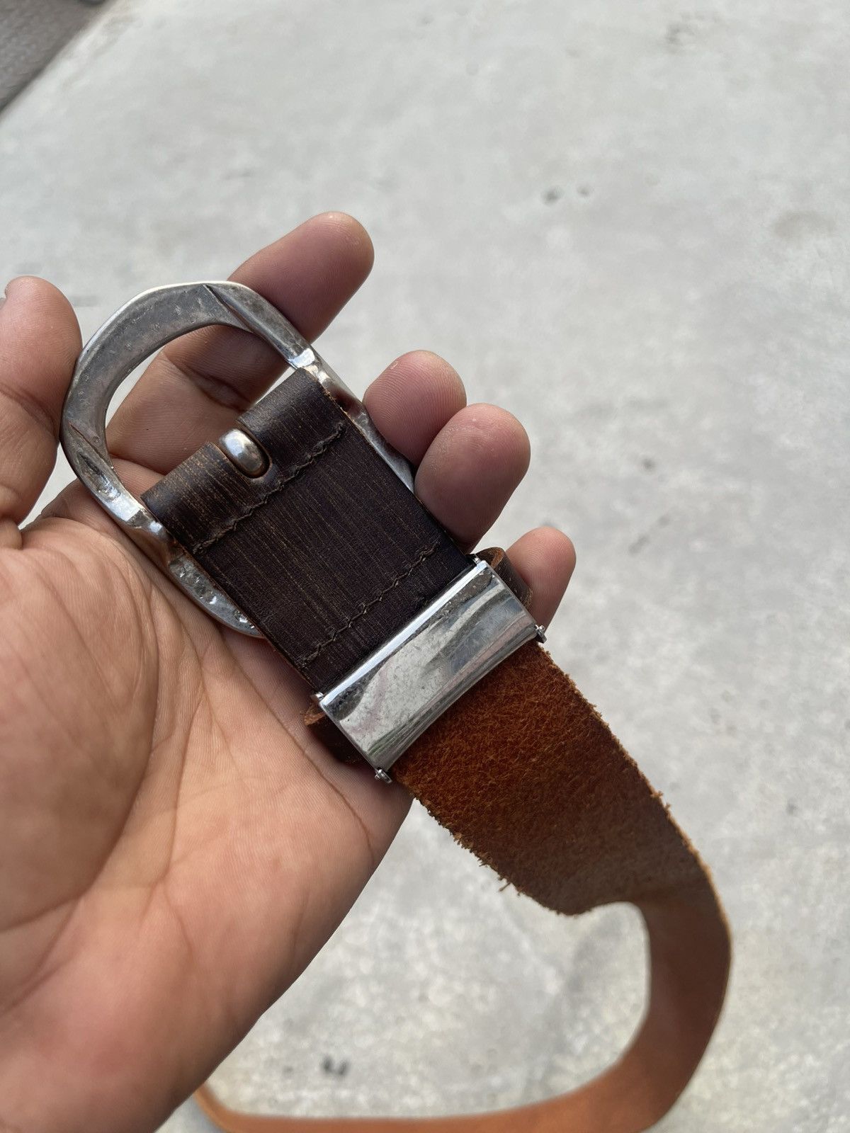 Genuine Leather Men Crafted Leather Belt W32-33 Made in Japan Size 32 - 4 Thumbnail