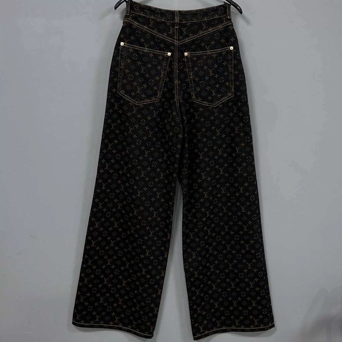 Louis Vuitton LV Monogram All Over Print Wide Leg Jeans 34 (New) Size 24" / US 00 / IT 34 - 3 Thumbnail