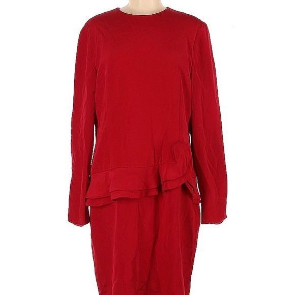 Carolina Herrera CAROLINA HERRERA size 16 knee length red dress in excellent Size XXL / US 16-18 / IT 52-54 - 1 Thumbnail