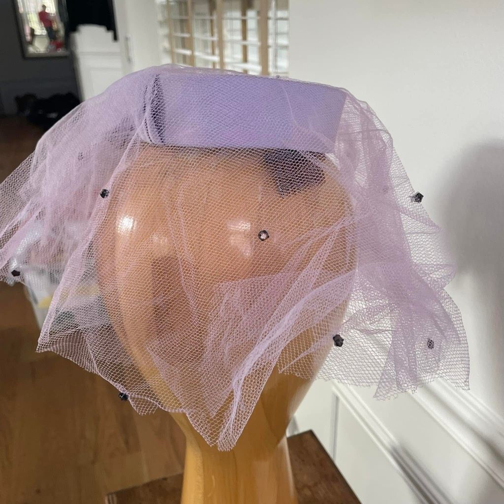Vintage Vintage 60s Lavender Pastel I Dream of Jeannie Mesh Hat Topper Small Size ONE SIZE - 3 Thumbnail