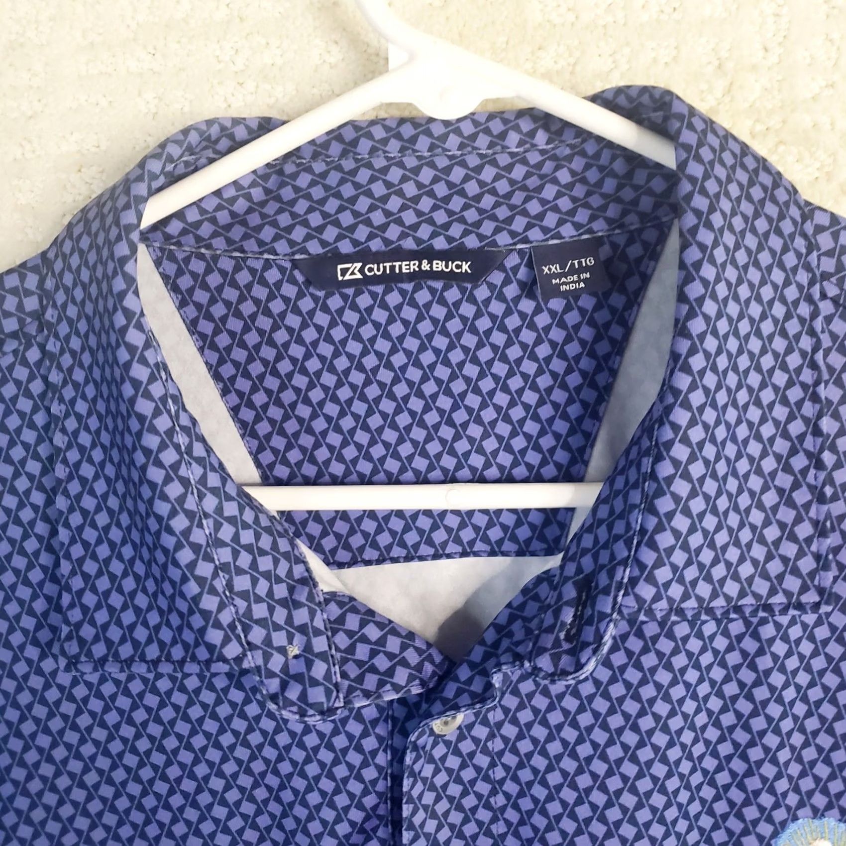 Cutter & Buck Cutter & Buck Men XXL Purple Black Geometric Print Golf Polo Shirt Callawassie Size US XXL / EU 58 / 5 - 4 Thumbnail