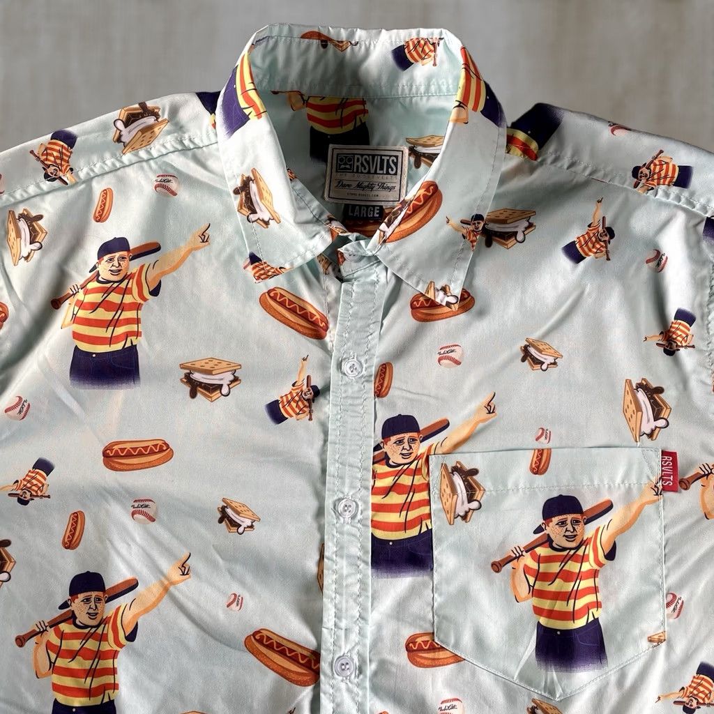 AQUA RSVLTS x The Sandlot Shirt Men L Aqua Ham Button Up Baseball Camp Baseball Size US L / EU 52-54 / 3 - 1 Thumbnail