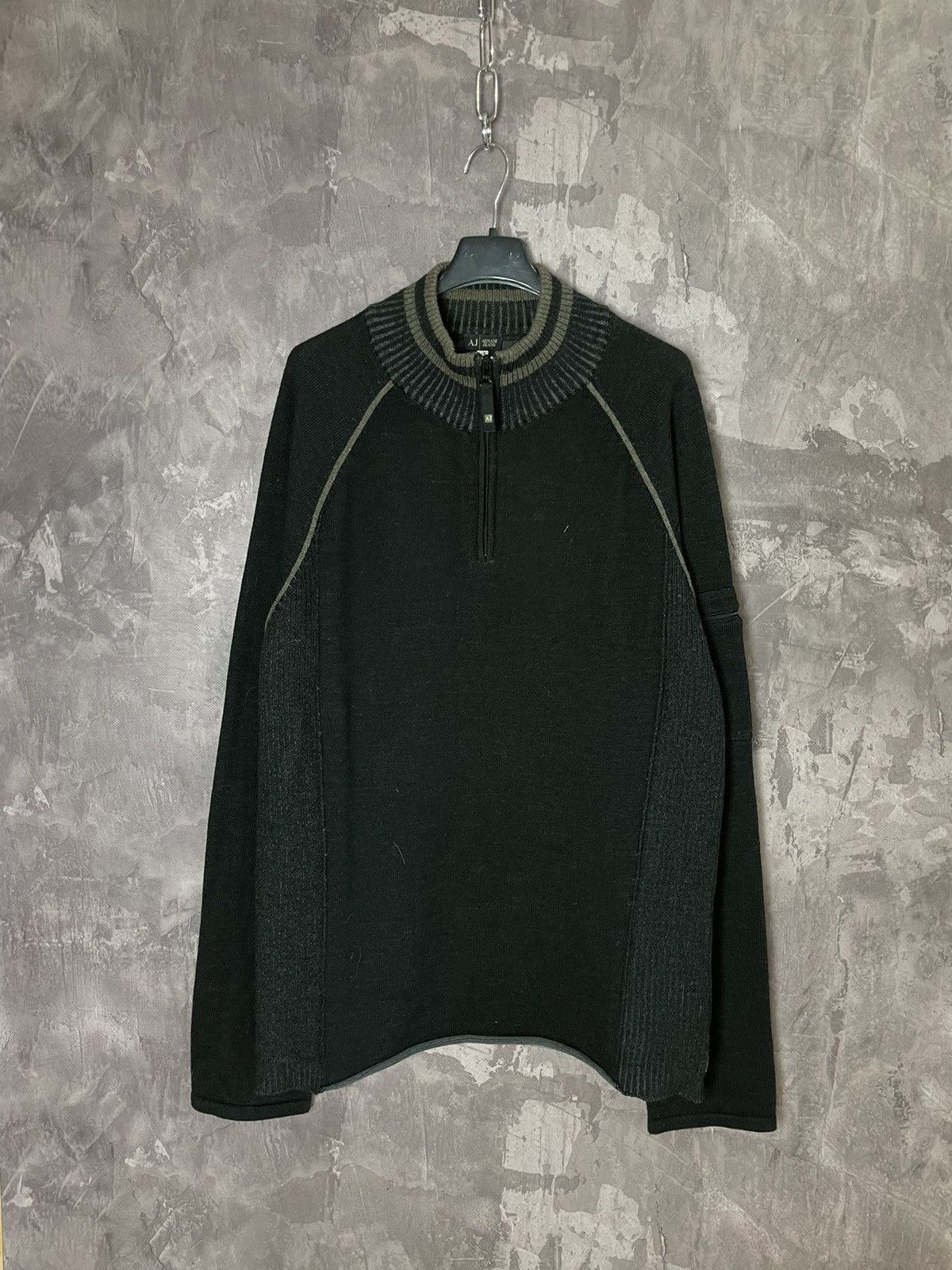 Armani Y2K Avant Garde Style Armani Jeans 1/3 Zip Striped Sweater Size US XL / EU 56 / 4 - 1 Thumbnail