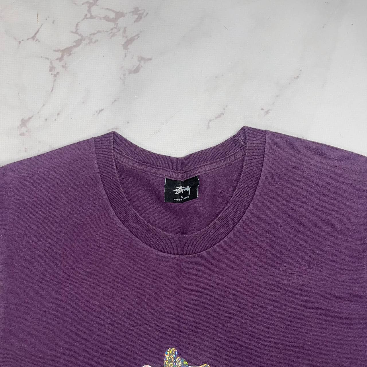 Stussy STUSSY T-Shirt Purple Glitter Logo Tee Size S Size US S / EU 44-46 / 1 - 9 Thumbnail