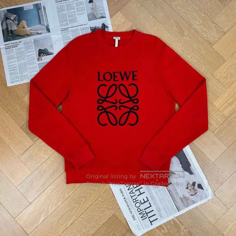 LOEWE Red Women's Sweatshirt with Logo Design .
