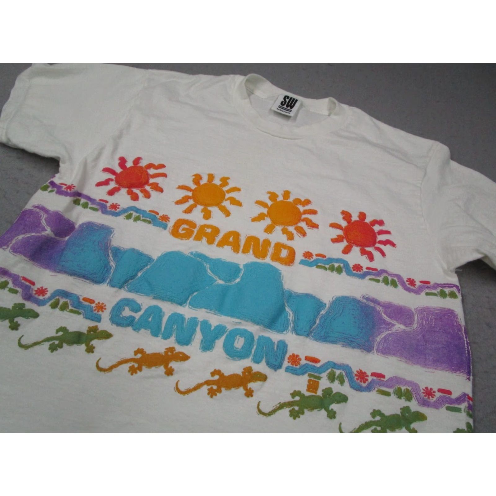 Vintage VINTAGE Grand Canyon Shirt Mens Medium White Screenworks 90s T-Shirt Crew Neck Short Sleeve USA 100% Cotton Graphic Print Back + Front Size US M / EU 48-50 / 2 - 2 Thumbnail