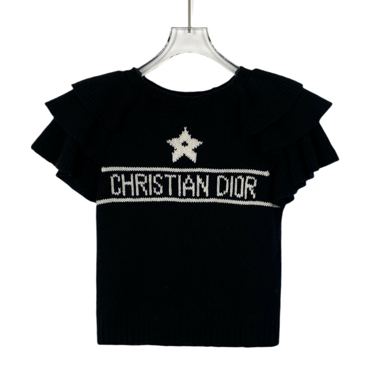 Dior Christian Dior Black Cashmere Ruffled Short Sleeve Sweater W Size XXS / US 00 / IT 34 - 1 Thumbnail