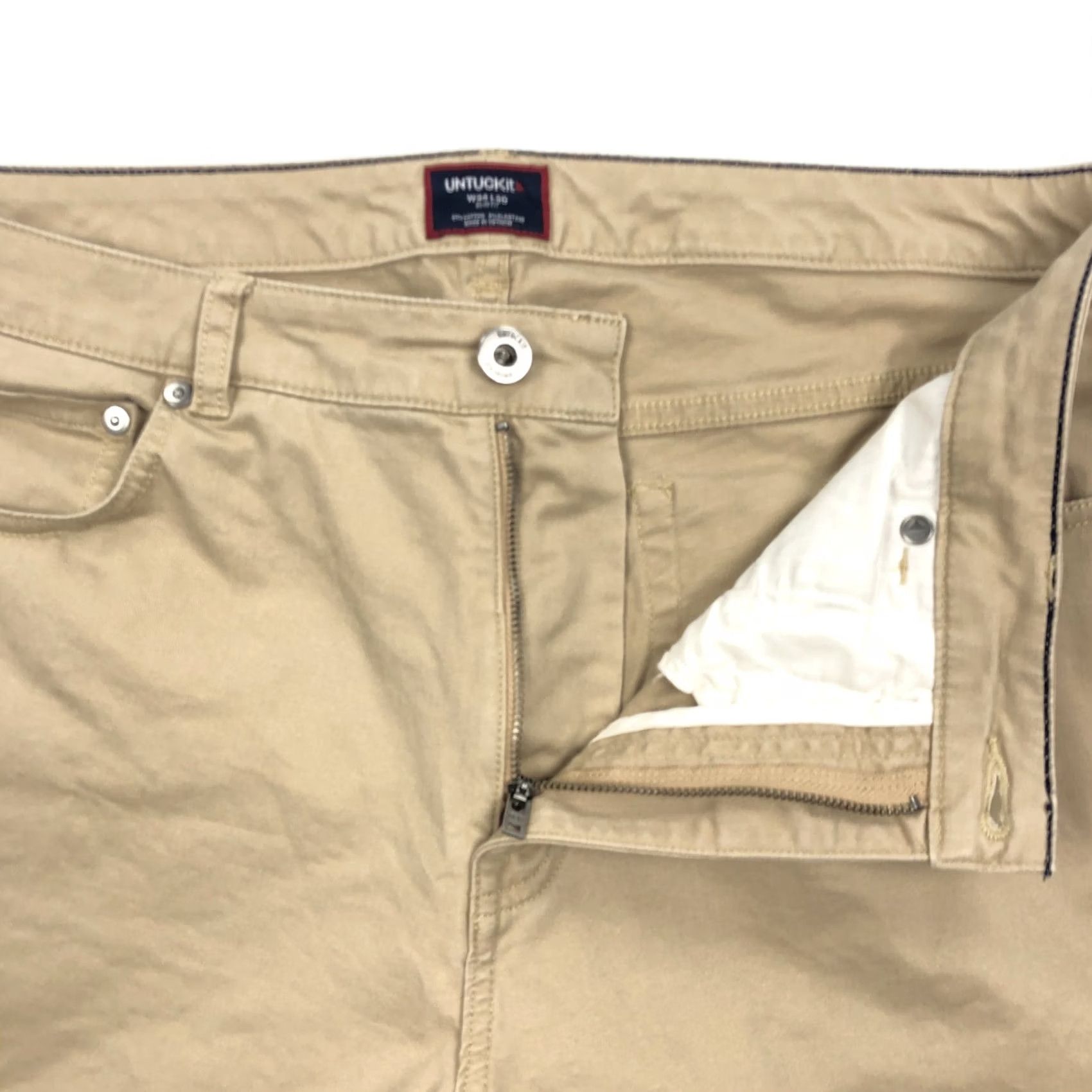 UNTUCKit UNTUCKit Men’s W34 L30 Slim Fit 5-Pocket Chino Pants Tan Khaki Stretch Denim Size US 34 / EU 50 - 2 Thumbnail