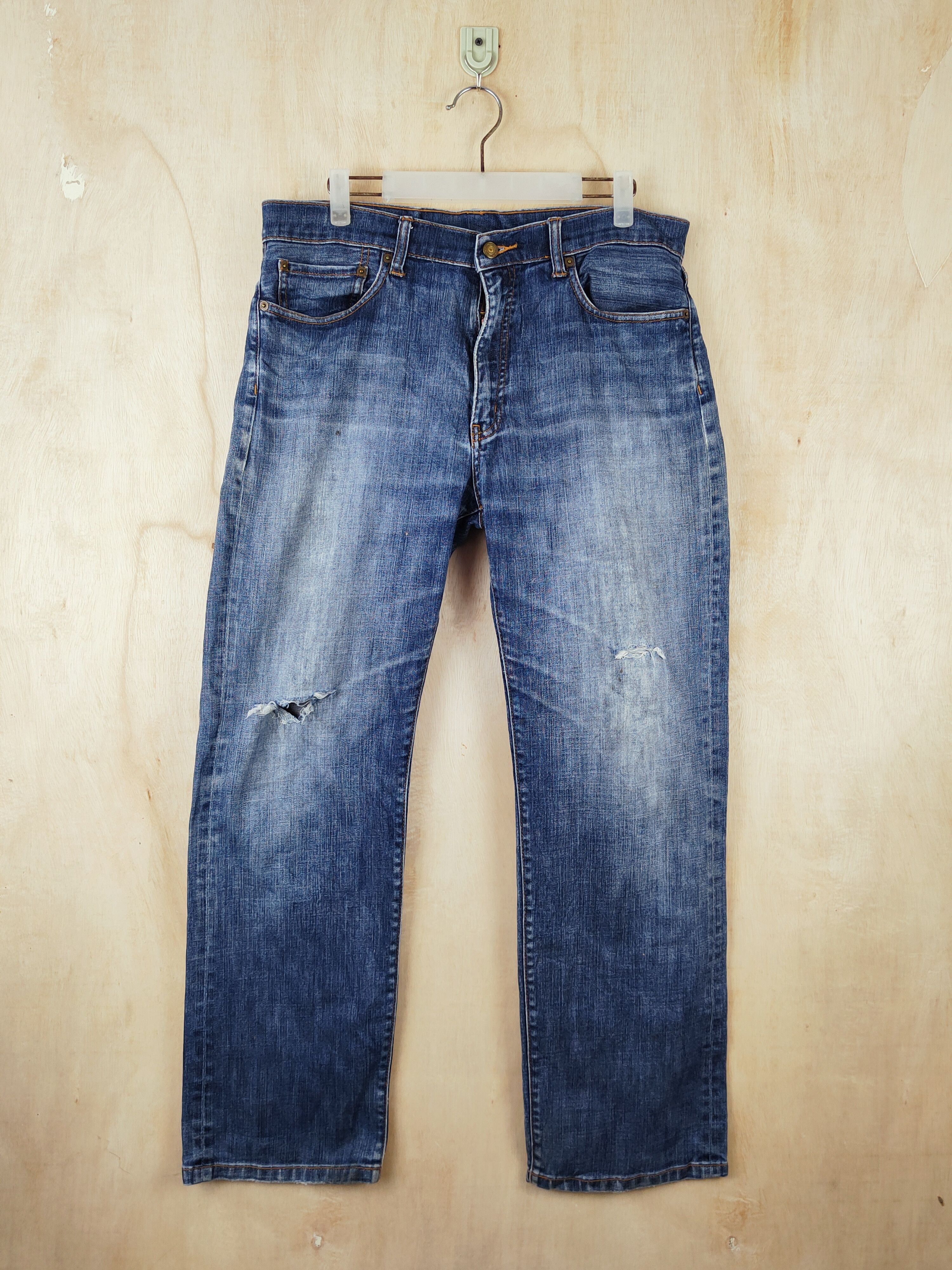 Japanese Brand Blue Faded Distressed Ripped Jeans #S2500