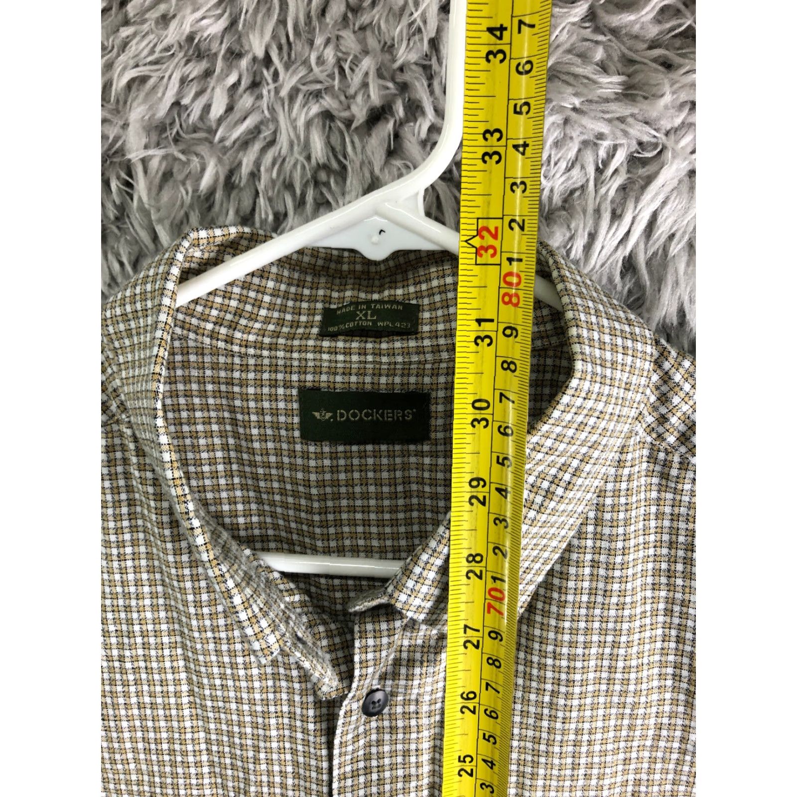 Dockers DOCKERS Mens XL Beige Plaid Long Sleeve Button Down Collar Shirt Size US XL / EU 56 / 4 - 5 Thumbnail