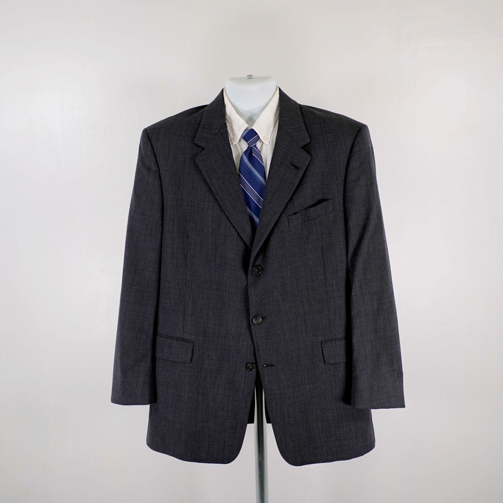 Hart Schaffner Marx Hart Schaffner Marx Wool Gray Honeycomb Check 3 Button Blaze Size 42R - 4 Thumbnail