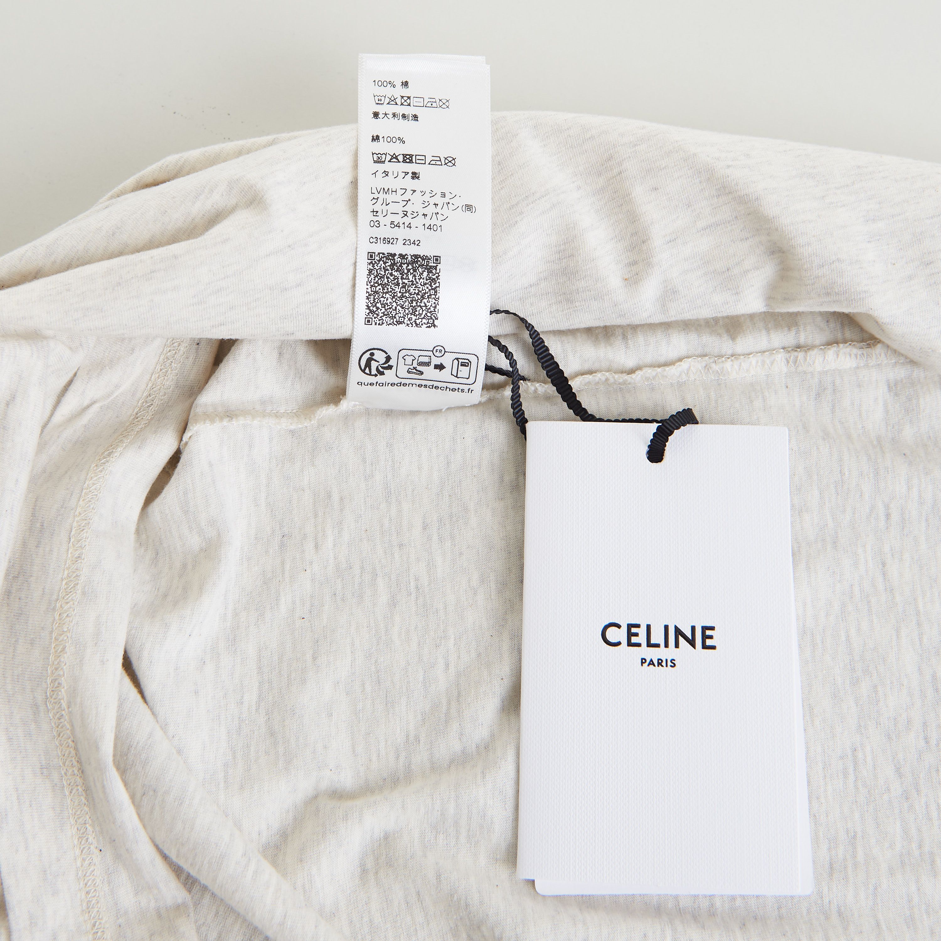 Celine Beige Loose T-shirt - Celine Screen Print, Cotton Jersey Size US S / EU 44-46 / 1 - 12 Thumbnail