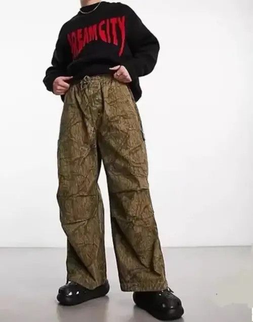 Jean Retro leaf pattern workwear drawstring casual trousers Size US 30 / EU 46 - 5 Thumbnail