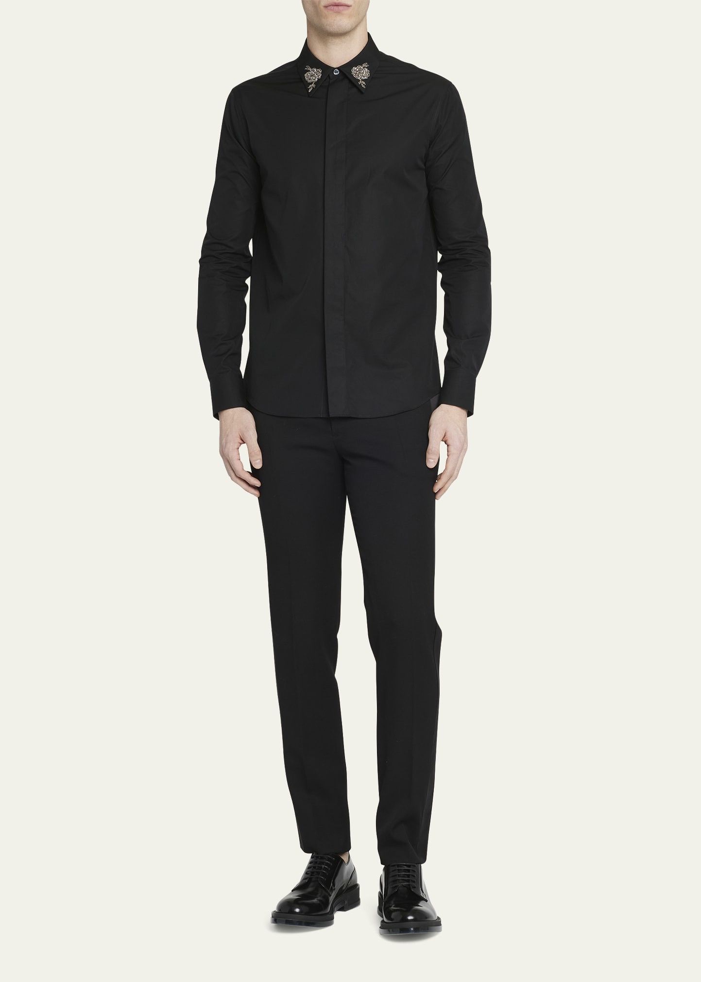 Alexander McQueen o1bcso1str0725 Embroidered Shirt in Black Size US L / EU 52-54 / 3 - 2 Thumbnail