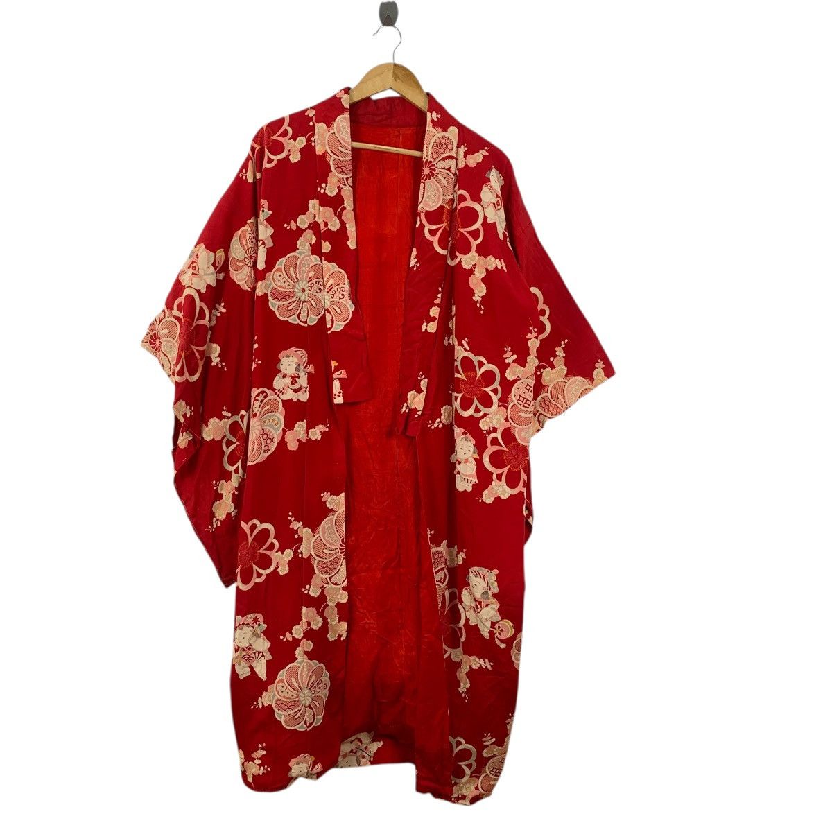 Vintage Vintage 70s KIMONO JAPAN FLORAL Pattern Red Traditional Size 3XL / US 20-22 - 3 Thumbnail