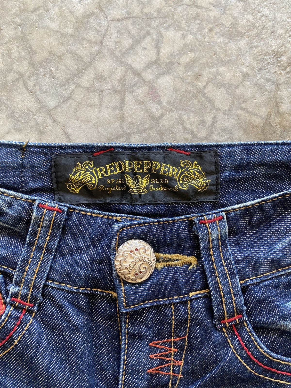 Japanese Brand Flare Jeans Red Pepper Faded Stretch Low Rise Boot Cut 6🟦8 Size US 28 / EU 44 - 5 Thumbnail