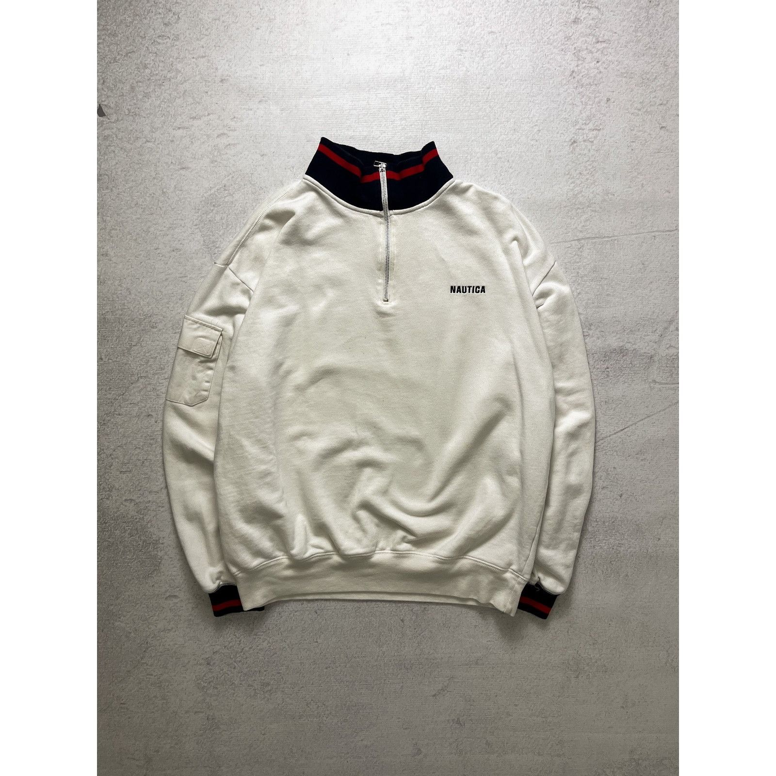 Nautica Vintage 90s Nautica White 1/4 Zip Sweatshirt - Women's XL Size XL / US 12-14 / IT 48-50 - 1 Thumbnail
