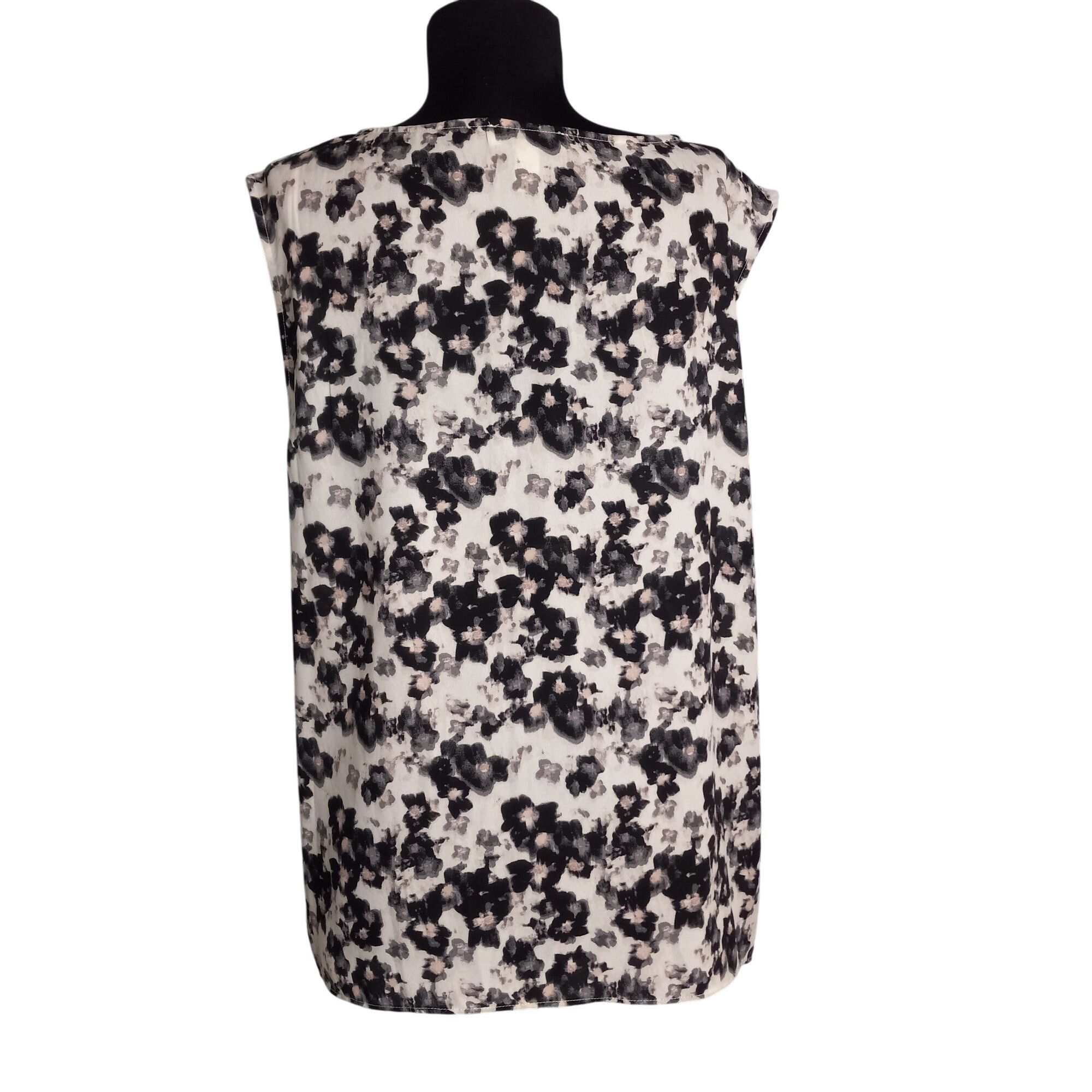 Halston Halston Womens Black & White Floral Sleeveless Blouse XL Size XL / US 12-14 / IT 48-50 - 4 Thumbnail