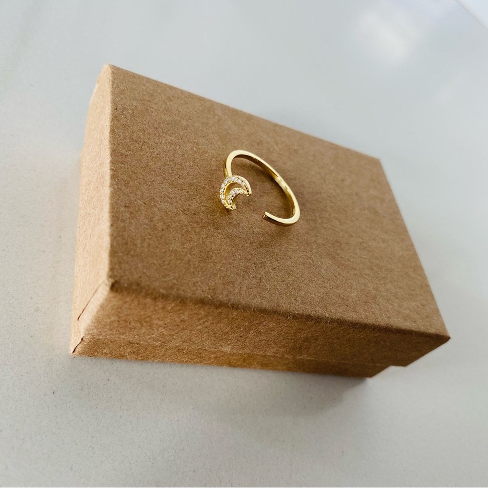 Nordstrom NEW REVOLVE NORDSTROM 18kt Gold Vermeil White Open Moon Ring Size ONE SIZE - 4 Thumbnail