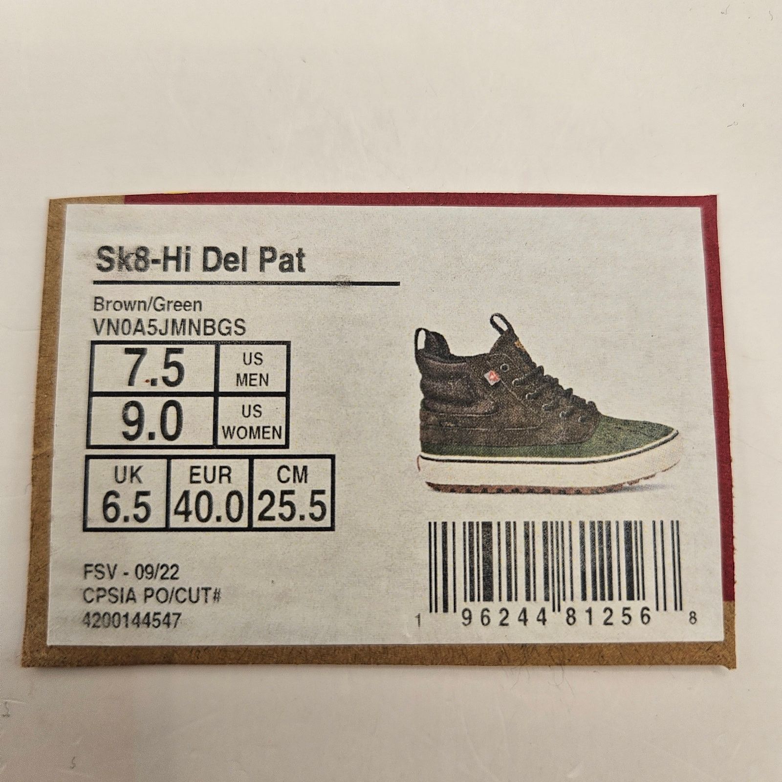 Vans VANS MEN'S 7.5 SK8-HI DEL PATO MTE-2 UTILITY BOOTS BROWN Size US 7.5 / EU 40-41 - 2 Thumbnail